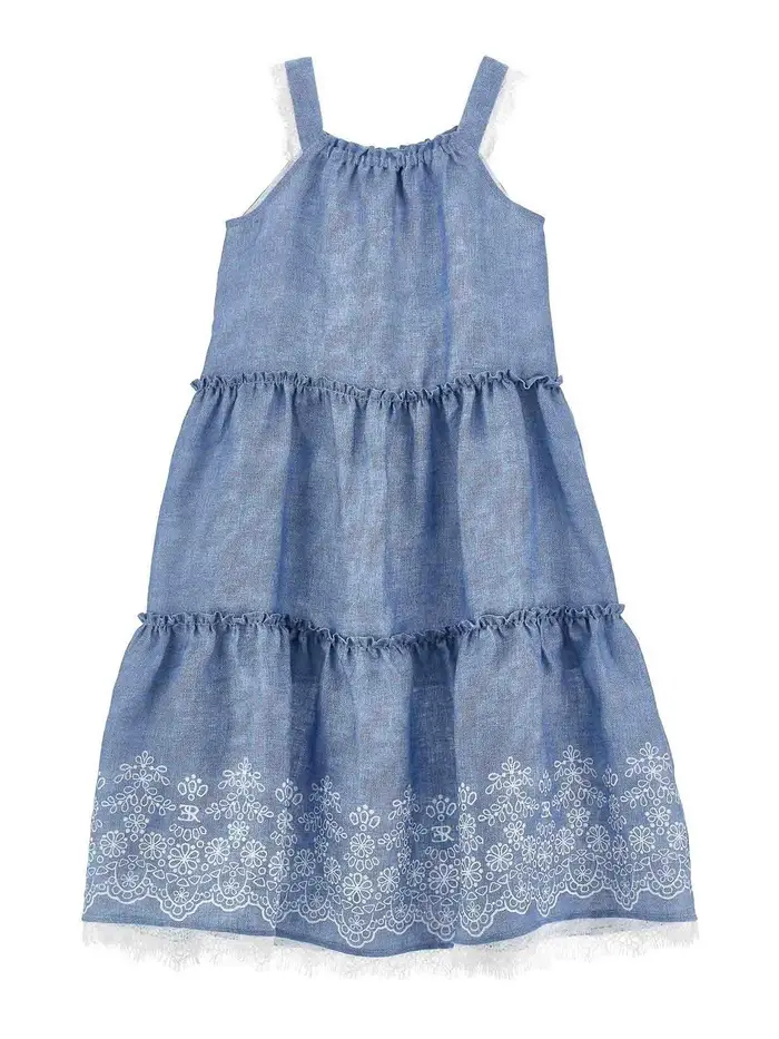 Vestito Con Ricamo Blu