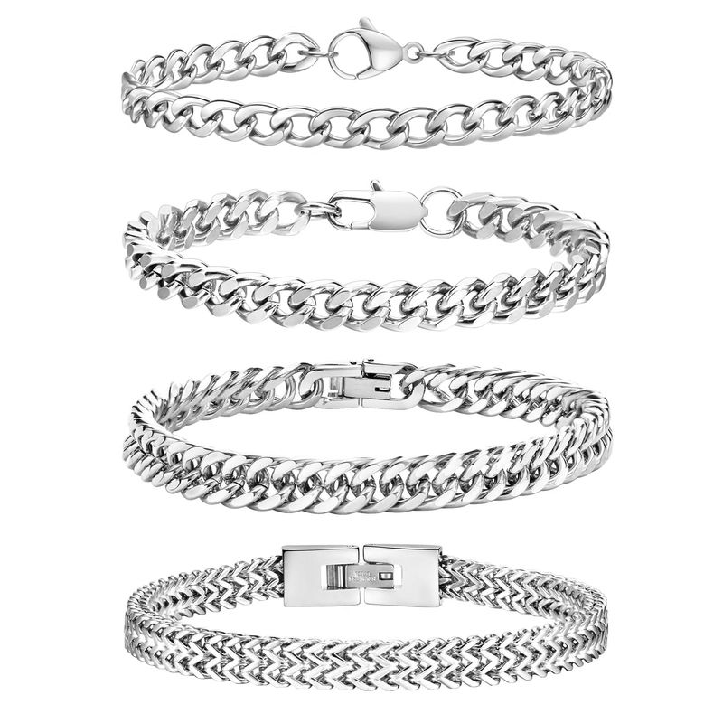 Esmoly Bracciale Uomo Acciaio Inossidabile Argento Nero