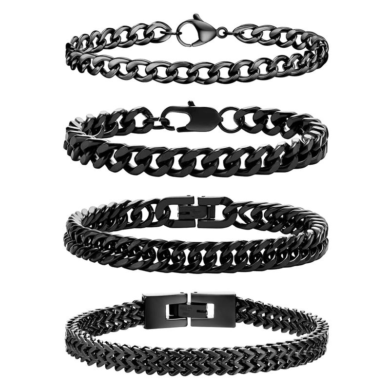 Esmoly Bracciale Uomo Acciaio Inox Argento Oro Nero