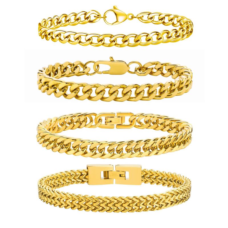 Esmoly Bracciale Uomo Acciaio Inossidabile Catena Cubana - Oro