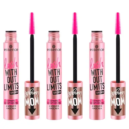 essence Lash WITHOUT LIMITS BROWN EXTREME LENGTHENING & VOLUME MASCARA, N. 02, marrone, a lunga durata, volumizzante