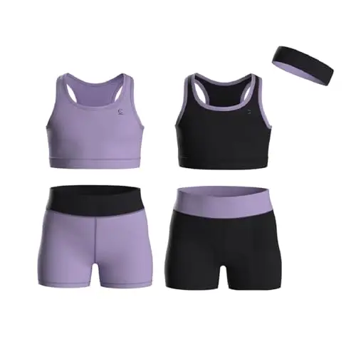 Essenclo Girls Clothing Athletic Sets Sleeveless Crop Tank Tops & Bike Shorts Cheer, Gymnastics, Volleyball Size 3