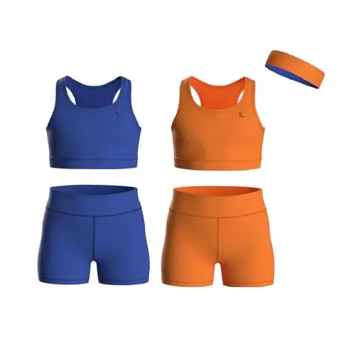 Essenclo Girls Clothing Athletic Sets Sleeveless Crop Tank Tops & Bike Shorts Cheer, Gymnastics, Volleyball Size 3