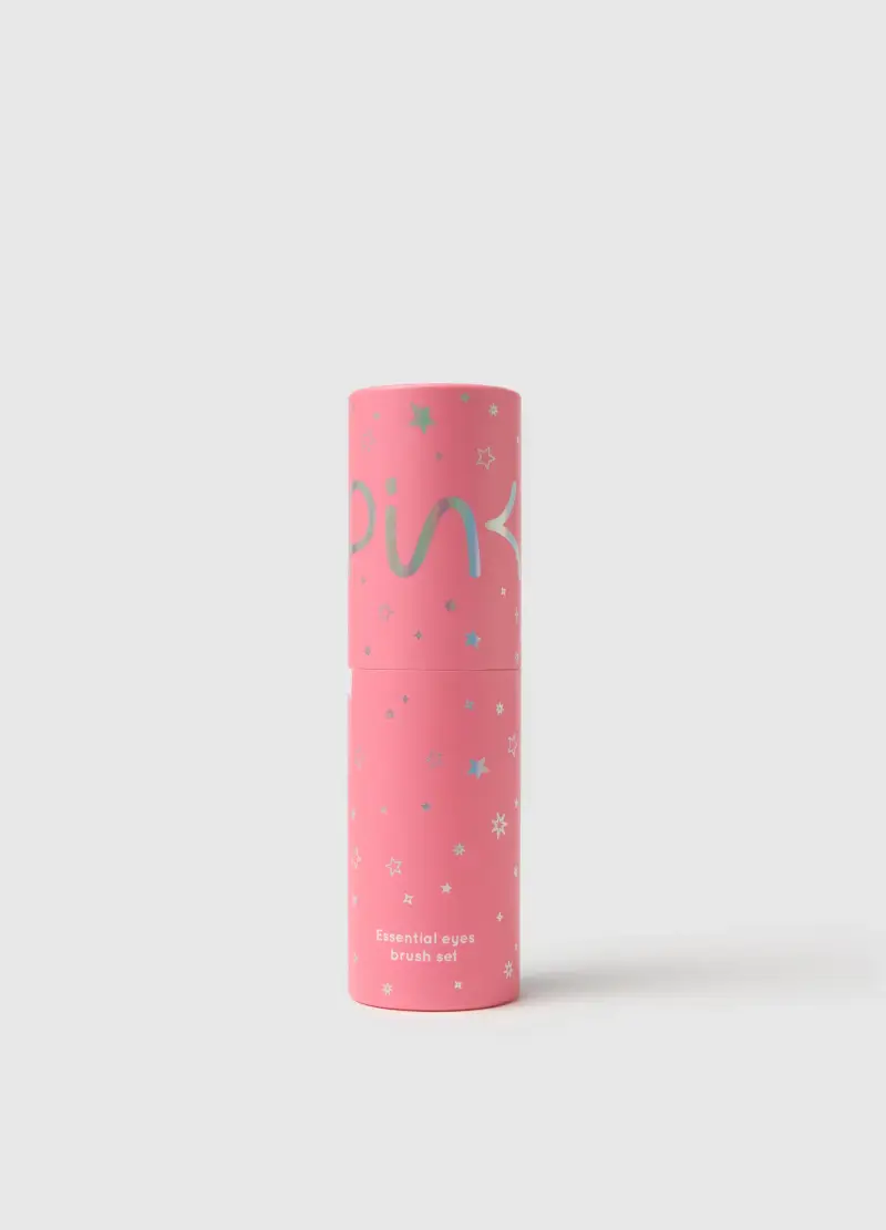 ESSENTIAL PINK Pink Essential Eyes Brush Set - Kit 4 Pennelli Occhi E Sopracciglia, Donna, Rosa