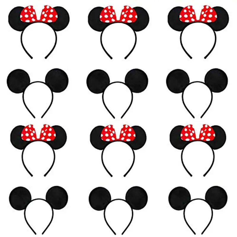 Eterspr 12 Pcs Fascia per Topolino, Topolino Minnie Mouse Fascia, Utilizzata per Mascherata, Festa di Compleanno, Festa Notturna, Club dei