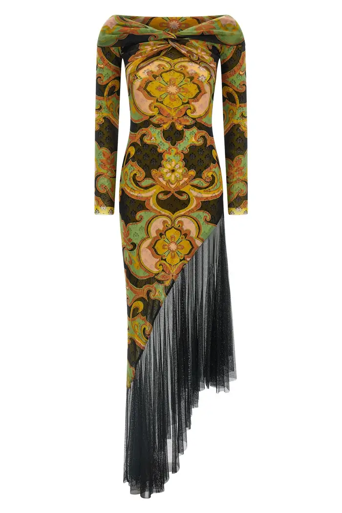 ETRO Abito Double Layer Asimmetrico Multi