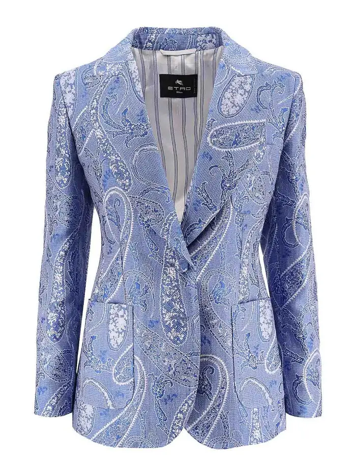 Etro Blazer Monopetto In Misto Seta Multicolore