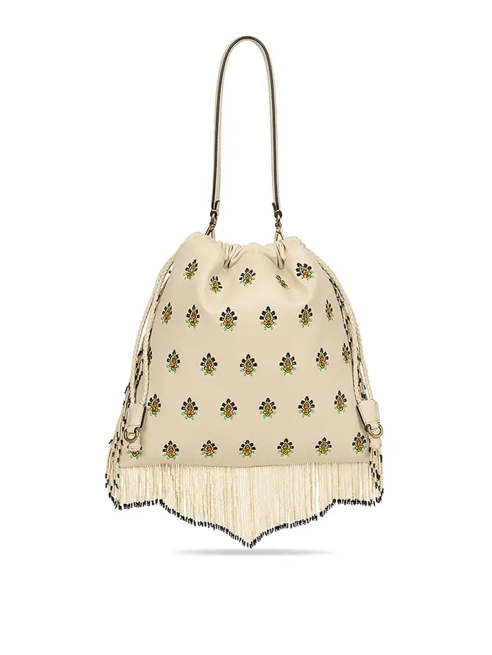Etro Borsa a tracolla Kalispera M Ricamo Perline Bianco
