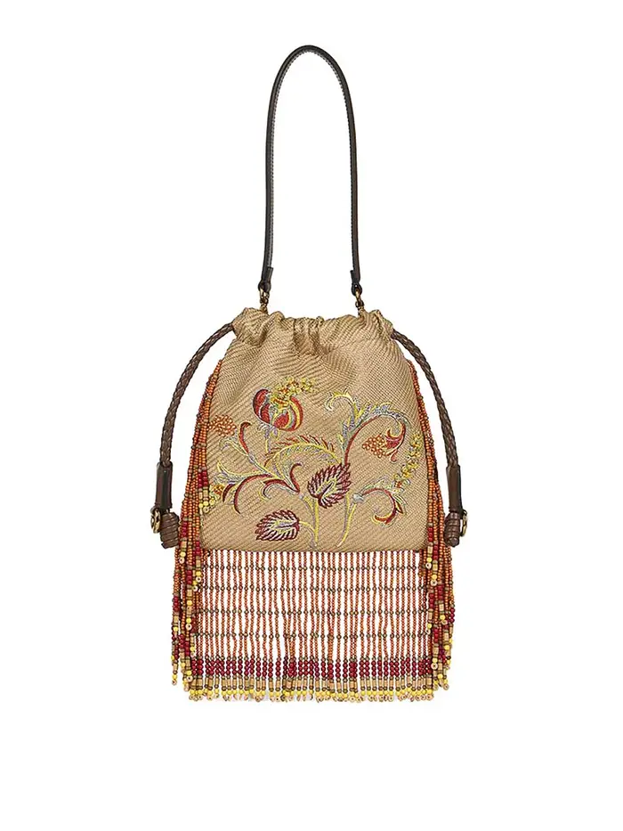 Etro Borsa A Tracolla Kalispera S Ricamo Marrone