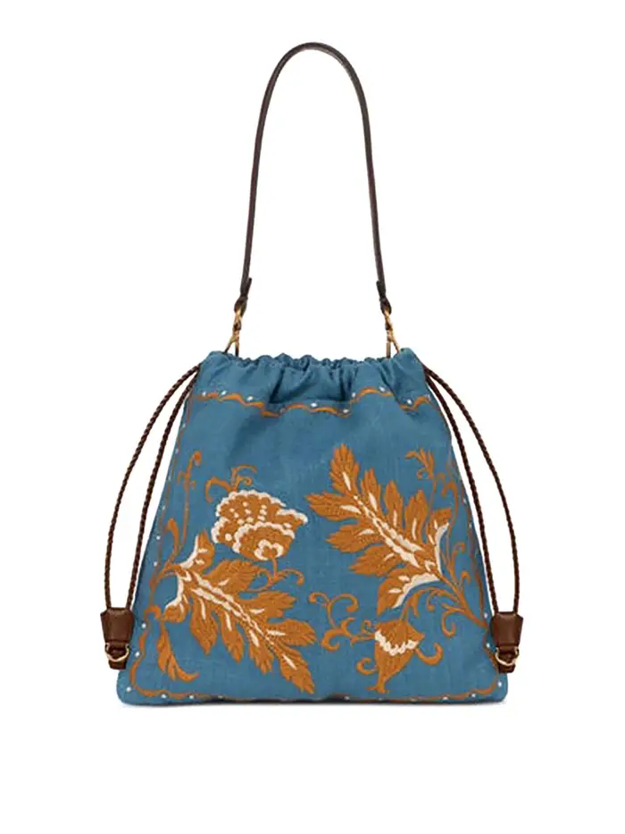 Etro Borsa Sh Kalispera M Lino Ricamo Blu