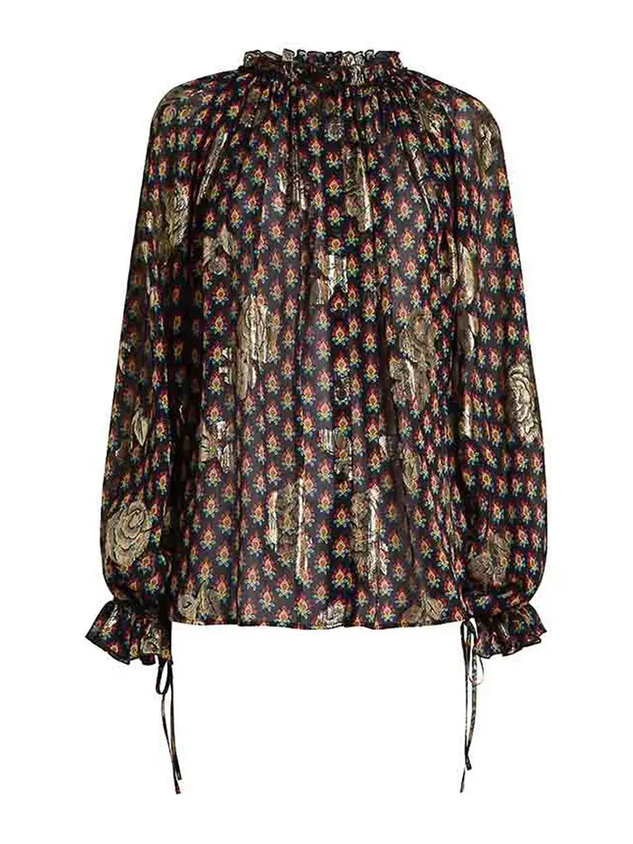 Etro Camicia Con Volant E Lacci Nero