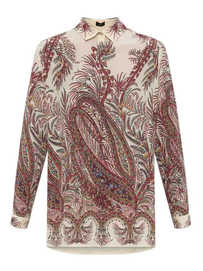 Etro Camicia In Seta Crpe De Chine Multicolore