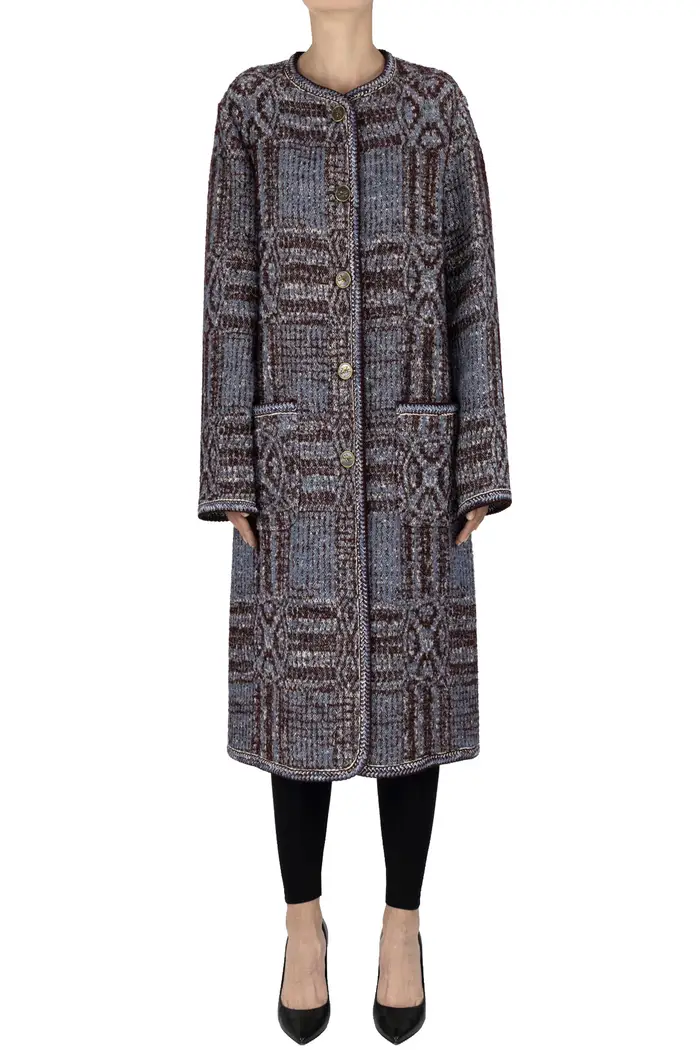 Cappotto in panno jacquard Bordeaux