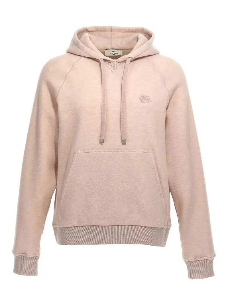 Etro Felpa con cappuccio in lana con ricamo logo Beige