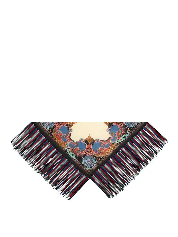 Etro Foulard Con Frange Multicolore