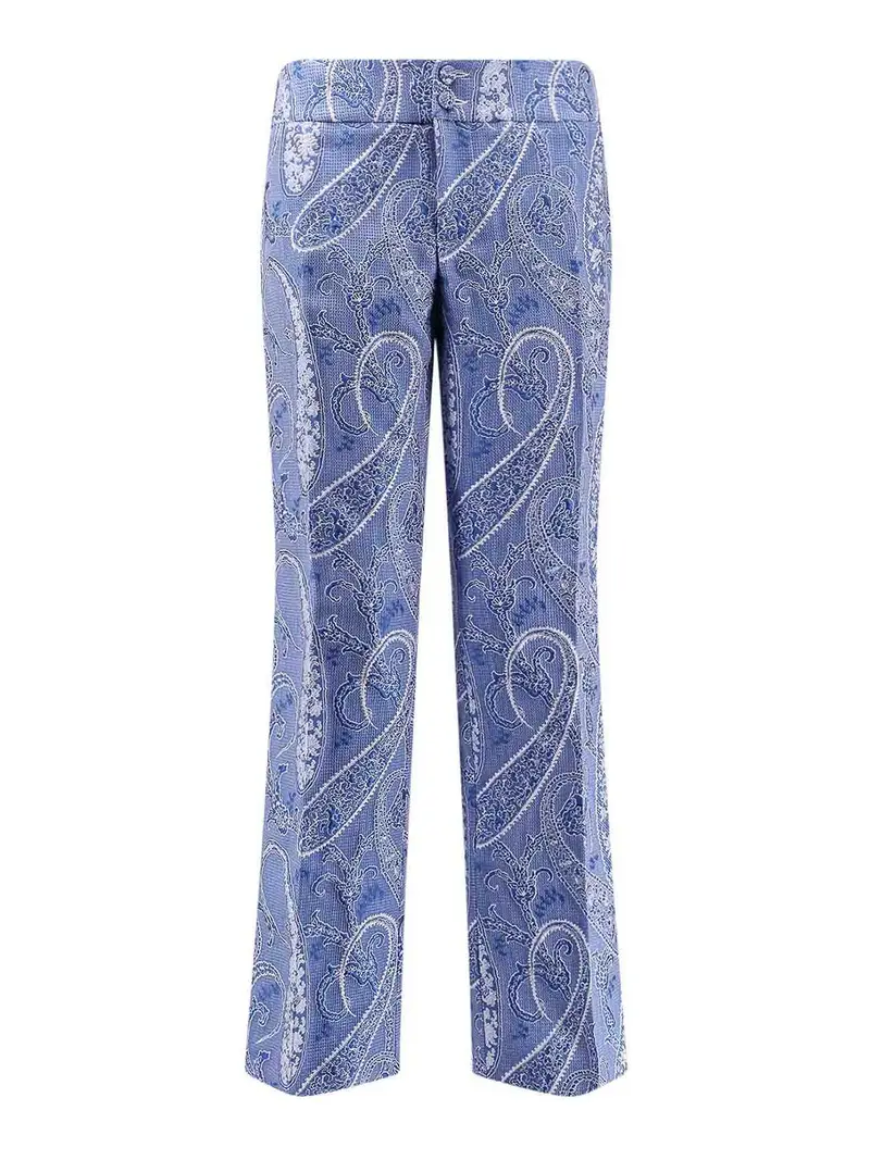 Etro Pantaloni Con Stampa Iconica Blu