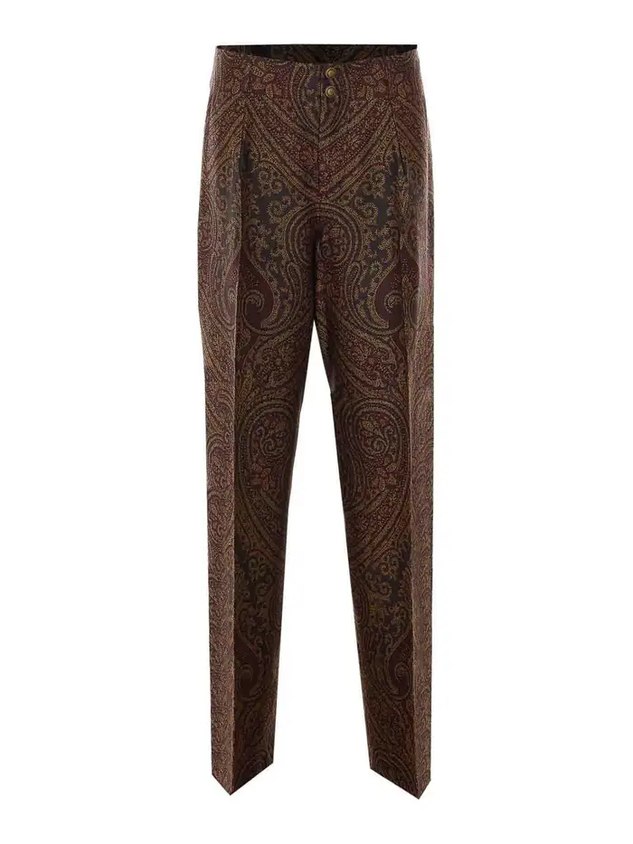 Etro pantaloni con stampa paisley multicolor Marrone