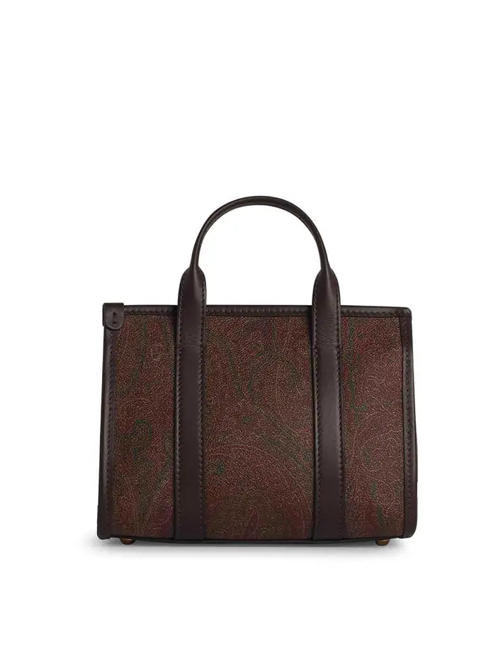 Etro Piccola borsa di miscela di cotone marrone