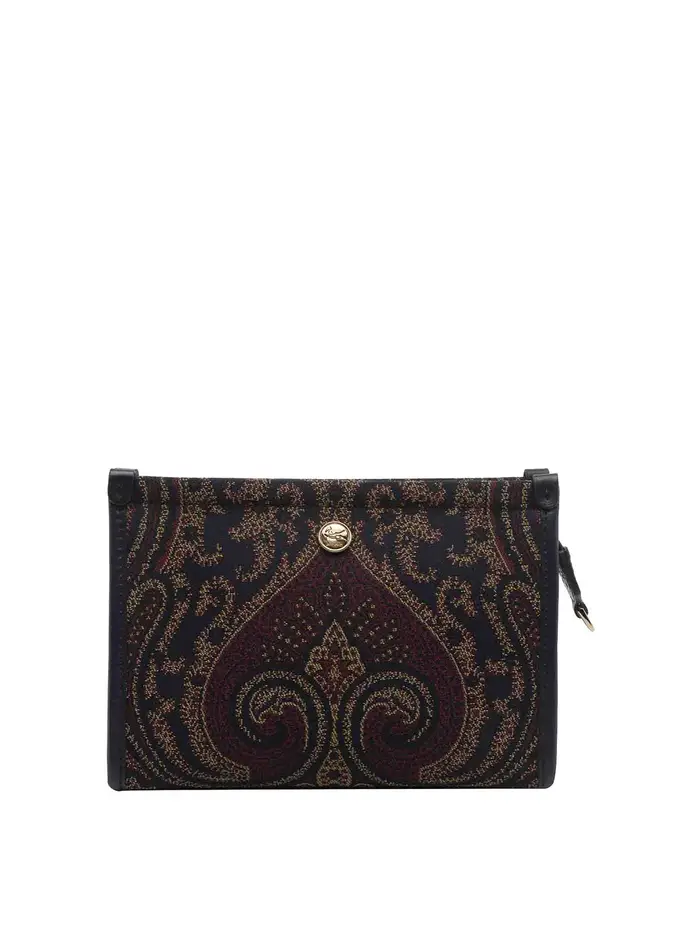 Etro pochette jacquard paisley marrone
