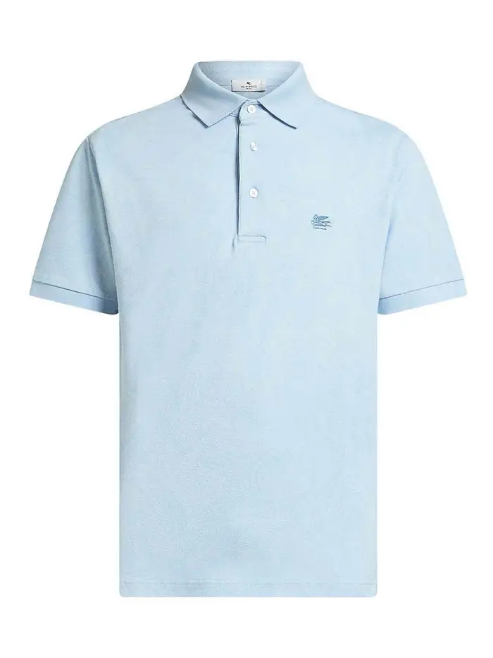 Etro Polo in cotone jacquard azzurro Blu
