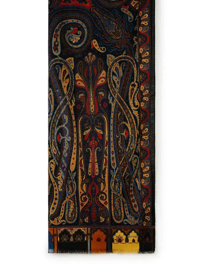 Etro Sciarpa Boheme in misto seta nera Nero