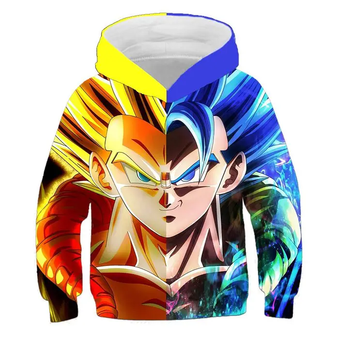 ETST 03 Felpe con cappuccio Fashion Casual Anime Cartoon Goku Felpe con stampa 3D per bambini Ragazzo Ragazza Bambini Cool Streetwear