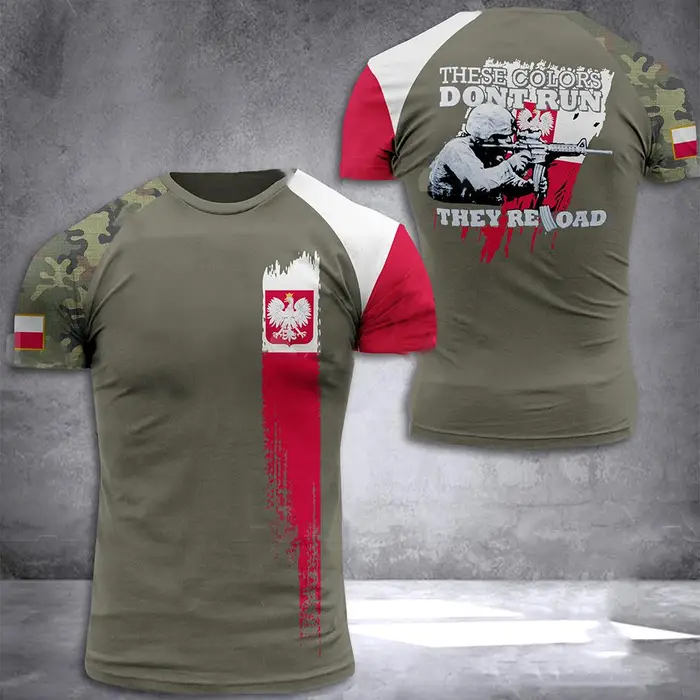 ETST WENDY 005 T-shirt da uomo dell esercito polacco Soldato veterano Polonia Bandiera Stampa Abbigliamento da uomo Pullover allentato