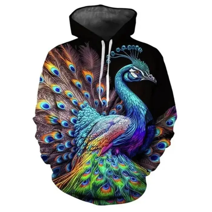 Autunno Animale Pavone Stampa 3D Felpe con Cappuccio Uomo Donna Moda Casual Felpe Felpa con Cappuccio Oversize Pullover Tuta Abbigliamento XL
