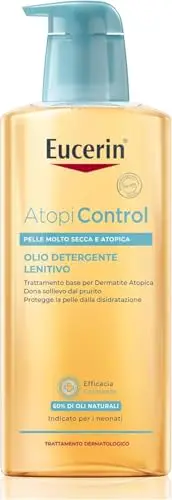 Eucerin Atopi Control Olio Detergente Lenitivo 400 ml, Olio detergente corpo per uso quotidiano, Docciaolio con 60% di