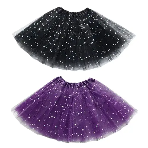EUPSIIU 2 Pezzi Tutu Danza Gonna per Ragazze, Gonna Tulle Bambina, Gonna tutù da Bambina con Paillettes Luccicanti