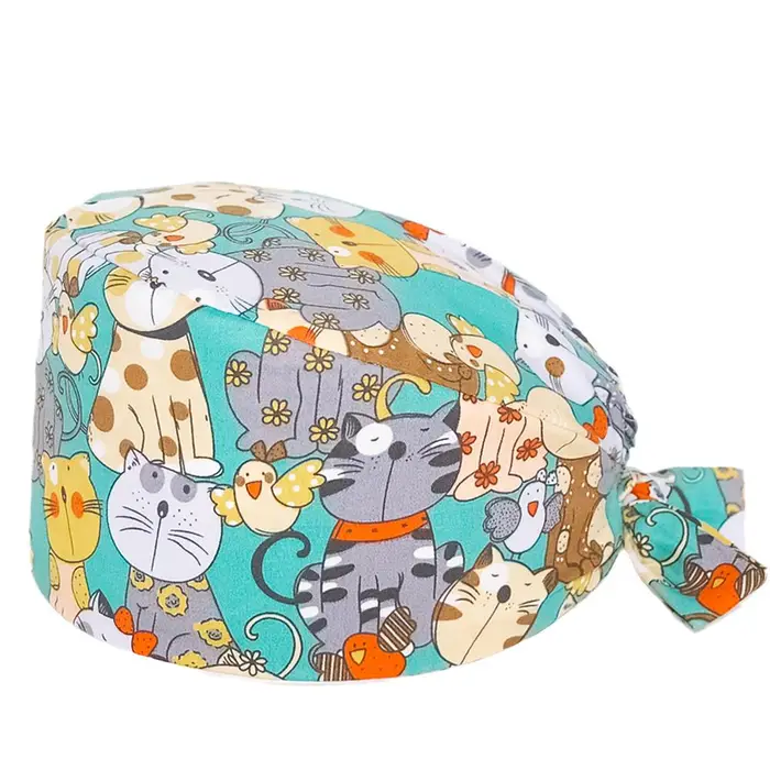 EWAKCOT berretto chirurgico cartone animato 100% cotone Berretti chirurgici da lavoro accessori medico infermiera Cappello per scrub