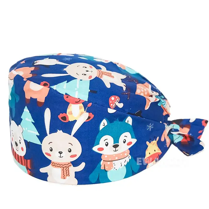 EWAKCOT berretto chirurgico cartone animato 100% cotone Berretti chirurgici da lavoro accessori medico infermiera Cappello per scrub