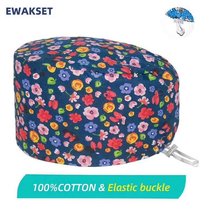 EWAKCOT berretto chirurgico cartone animato 100% cotone Berretti chirurgici da lavoro accessori medico infermiera Cappello per scrub