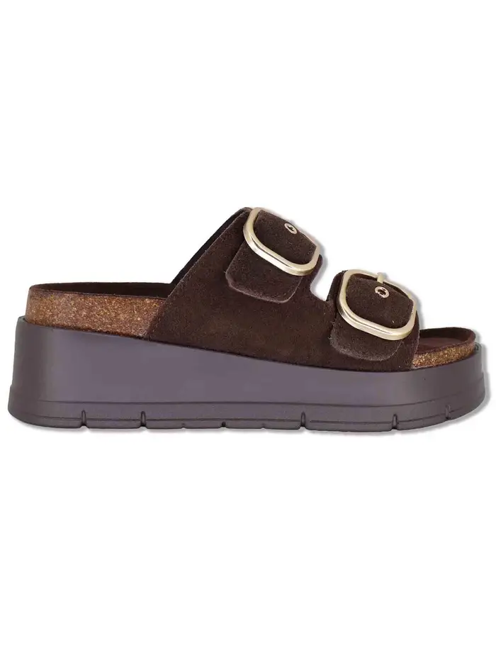 Exe Sandali in eco camoscio marrone con doppia fibbia Donna W403R655 3504