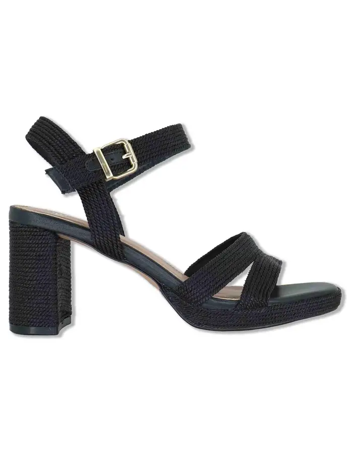 Sandali in rafia nera con tacco alto Donna LUISA-777 993-01