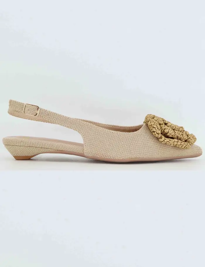 Exe Slingback donna in tessuto beige con fiore Donna U47000132700 TL20