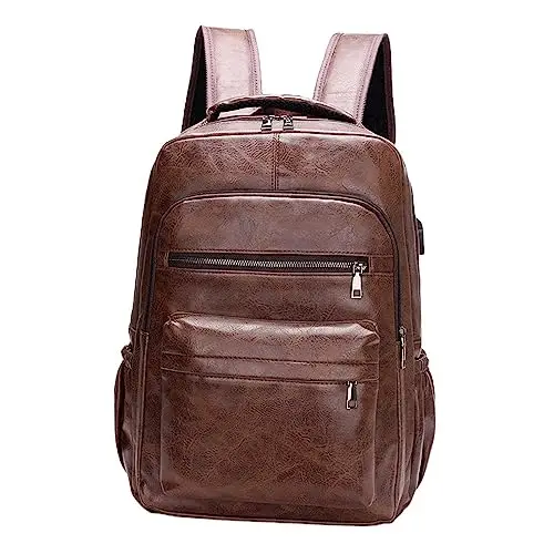 F Fityle Zaini per Pc Portatili Zaino per Laptop Zaino in Pelle Sintetica Uomo per Notebook, Con Spallacci Regolabili E