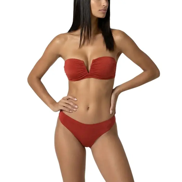 bikini da donna fascia a v con ferretto e slip americano fisso ruggine