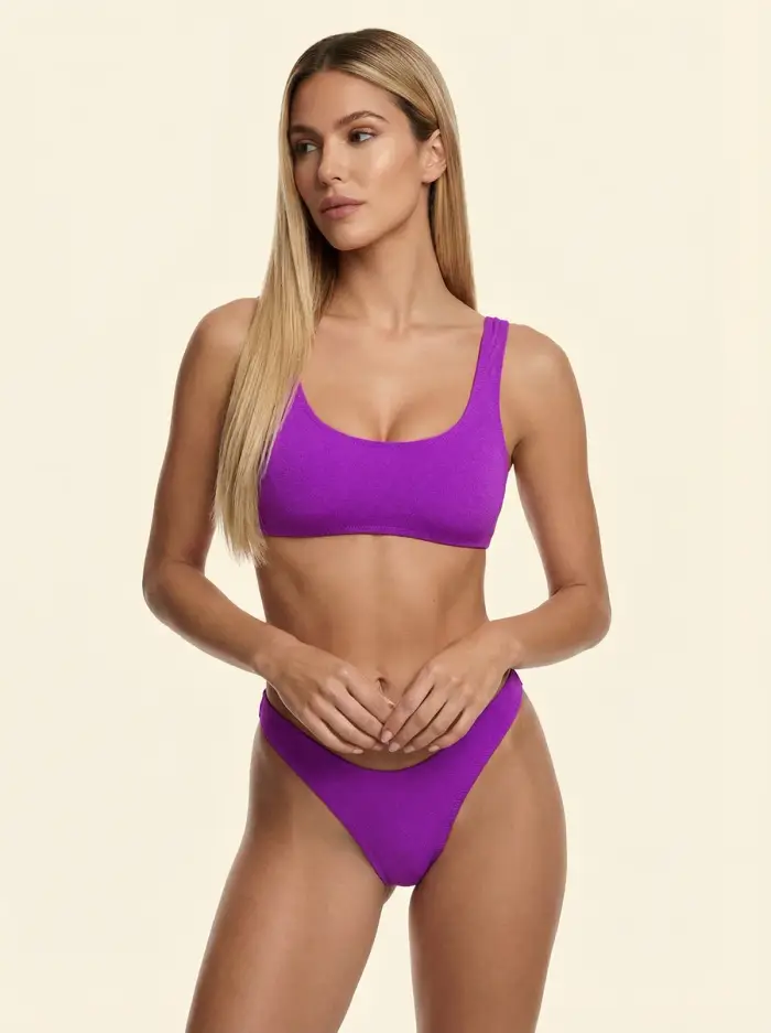 F**K Bikini Donna Top con Slip Americano Fisso Viola SW1807-PR