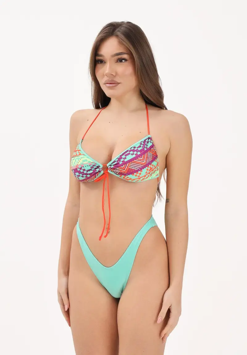 F**K Bikini multicolore da donna con fantasia geometrica