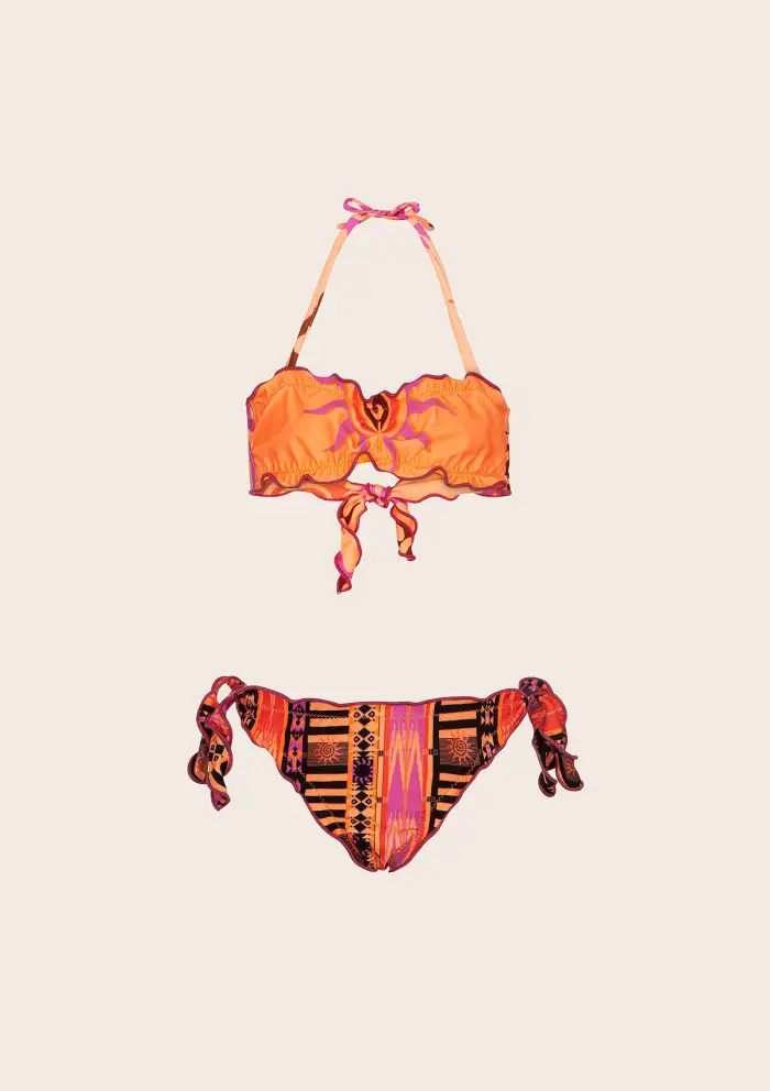 F**K JUNIOR Bikini Bambina F**K Fascia con Slip Regolabile Fantasia G1F06BA-X45