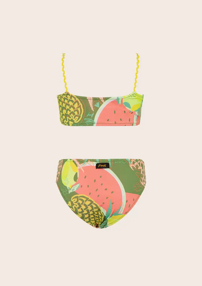 F**K JUNIOR Bikini Bambina F**K Top con Slip Fisso Fantasia G1D05UF-X21