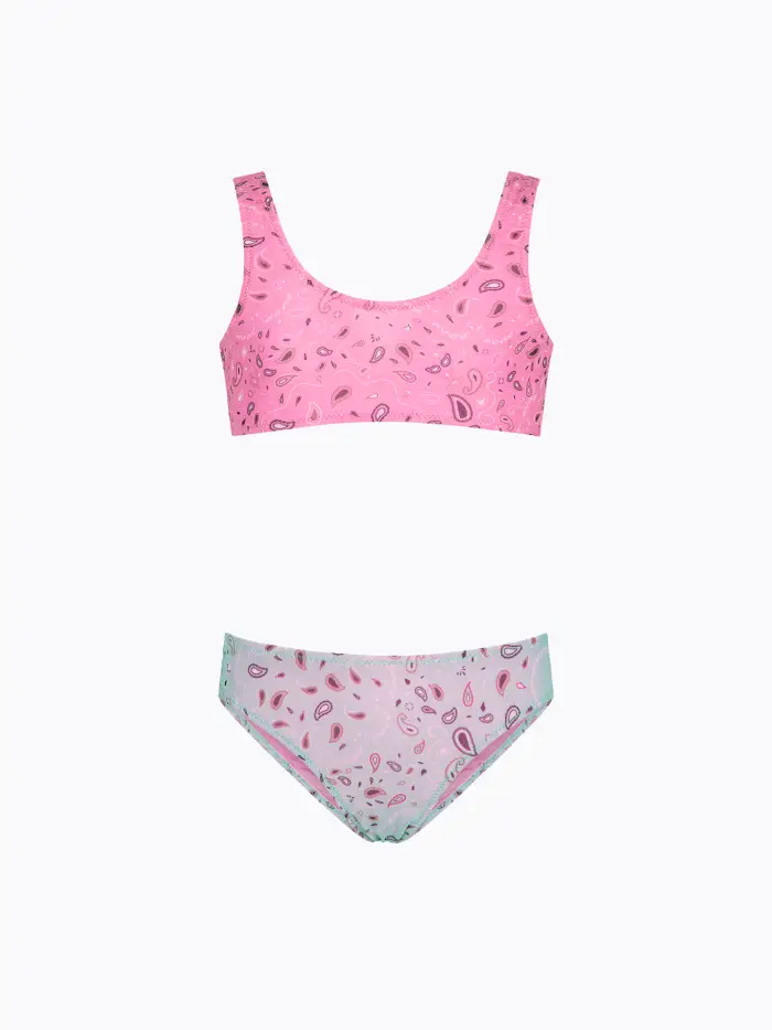 F**K JUNIOR Bikini Bambina F**K Top con Slip Fisso Fantasia SG0662-X90