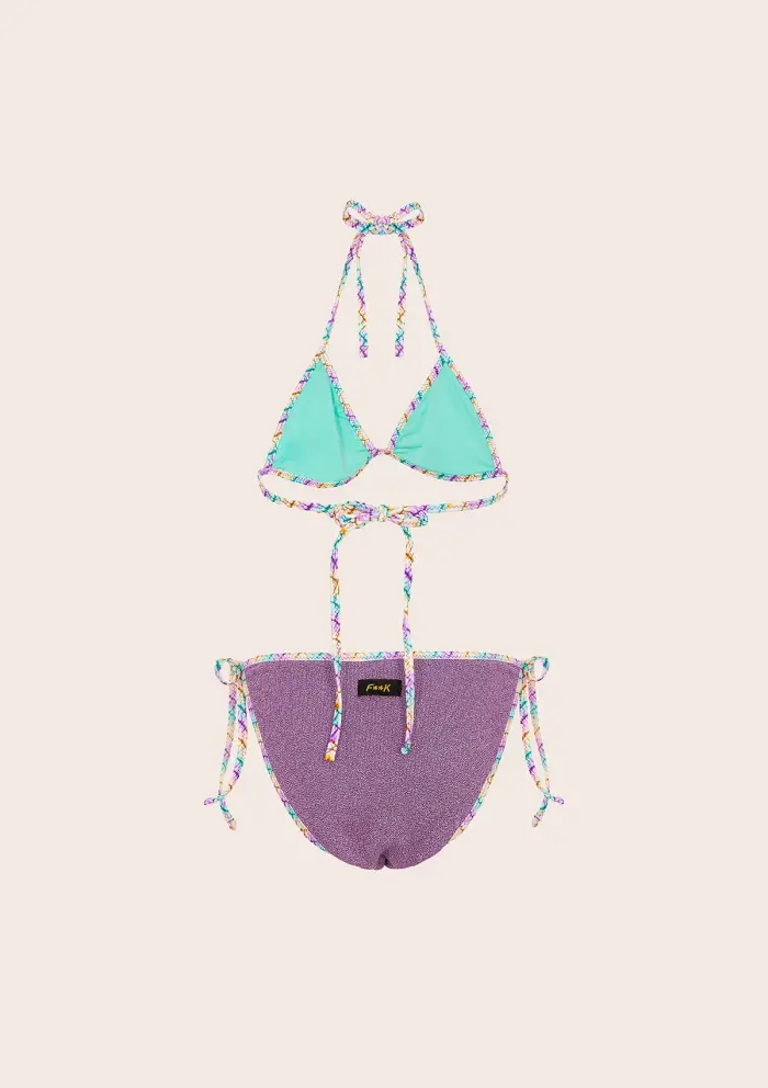 F**K JUNIOR Bikini Bambina F**K Triangolo con Slip Fisso Fantasia G1G01TF-X55