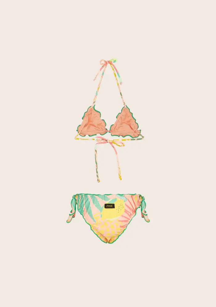 F**K JUNIOR Bikini Bambina F**K Triangolo con Slip Regolabile Fantasia G1D10TA-X20