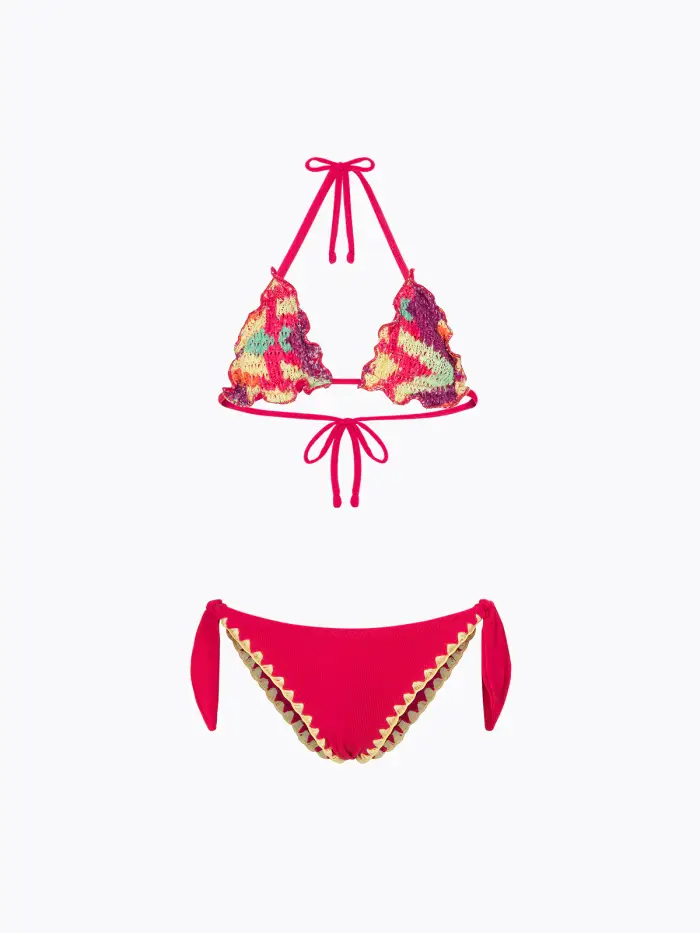 F**K JUNIOR Bikini Bambina F**K Triangolo con Slip Regolabile Fantasia SG0210-X13