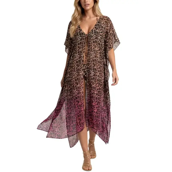 F**k kaftano lungo da donna con stampa animalier multi
