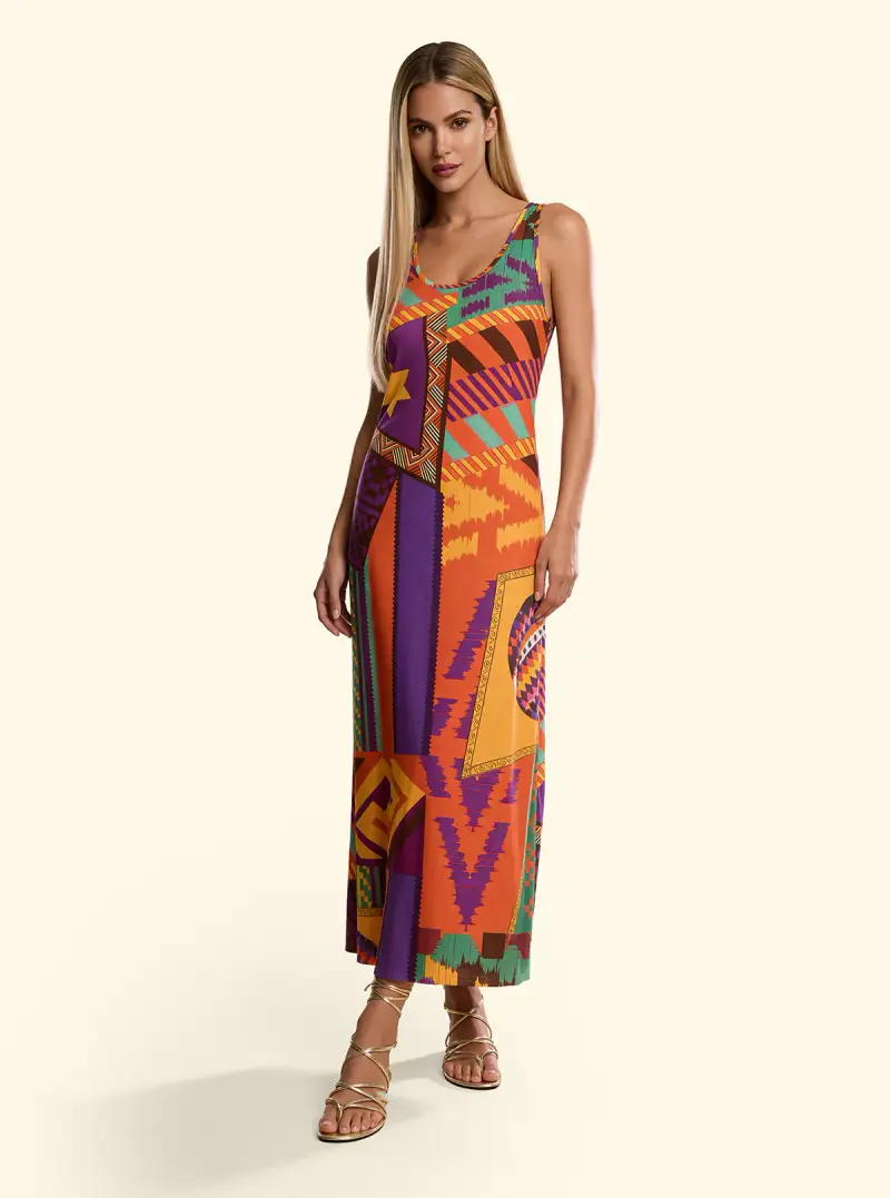 F**K Vestito Lungo Donna Fantasia SW3352-X11