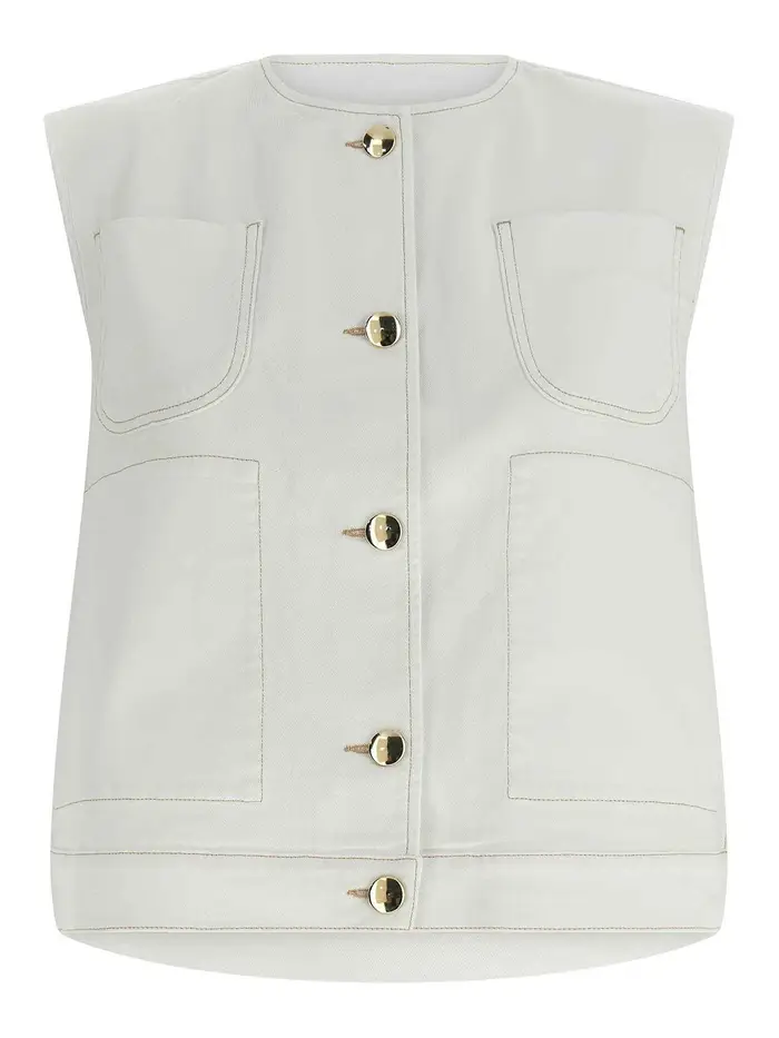 Fabiana Filippi Gilet in denim e maglia Bianco