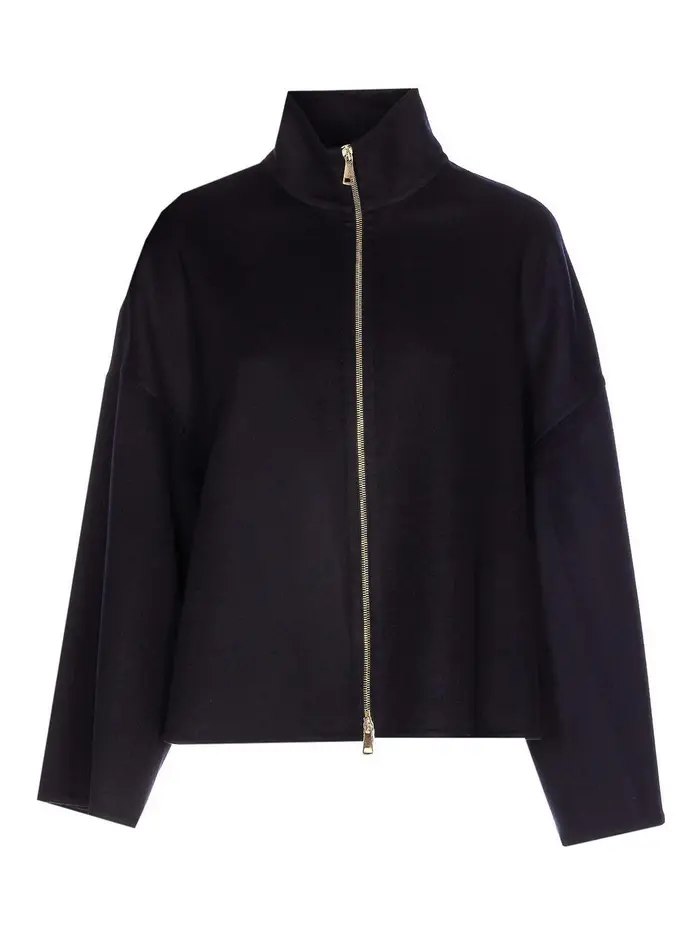Fabiana Filippi Giubbotto Blu Con Chiusura Zip Frontale